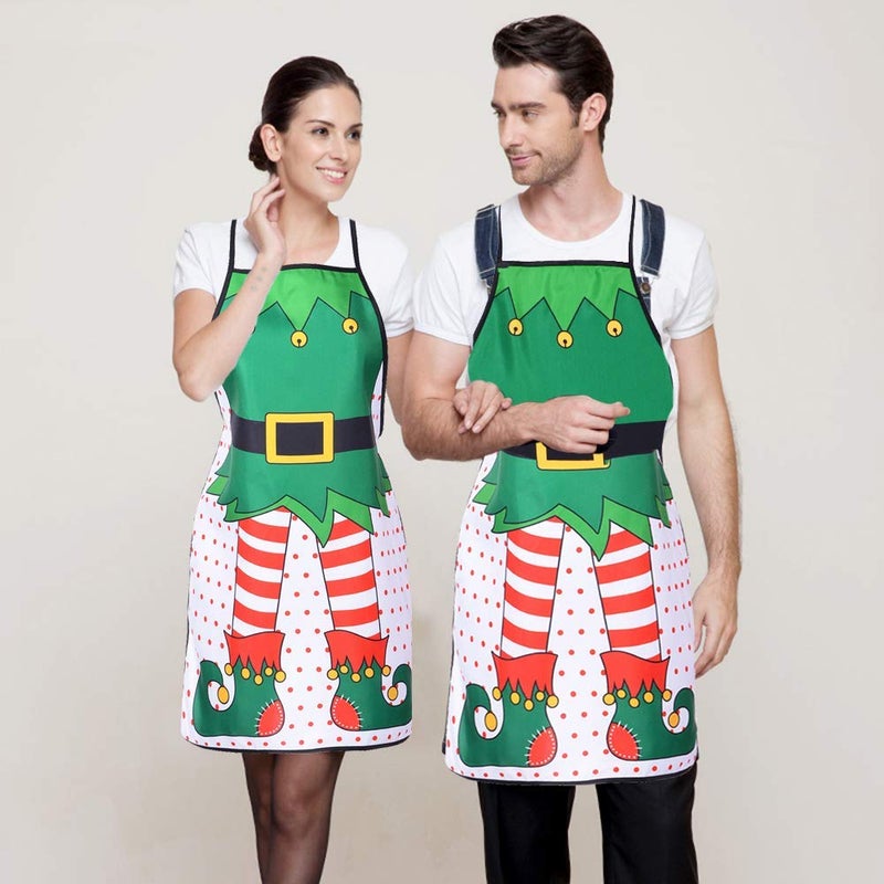 Lvydec 2 Pack Christmas Funny Elf Apron Clearance, Cute Kitchen Chef Bib BBQ Cooking Aprons for Adultï¼ŒHoliday Kitchen Apron Funny Creative Apron Dress Christmas - Image 3